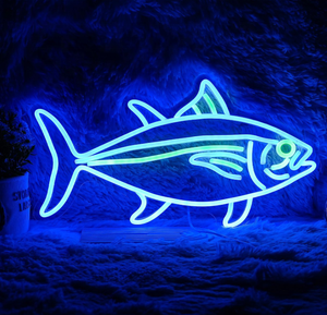 ไฟ<span class=keywords><strong>นีออน</strong></span> LED <span class=keywords><strong>ปลา</strong></span>สีฟ้า RGB ปรับแต่งได้มีตัวอักษรสัญญาณควบคุมระยะไกลติดผนังในร่ม/กลางแจ้งสำหรับสำนักงานร้านค้า - Product Image 2