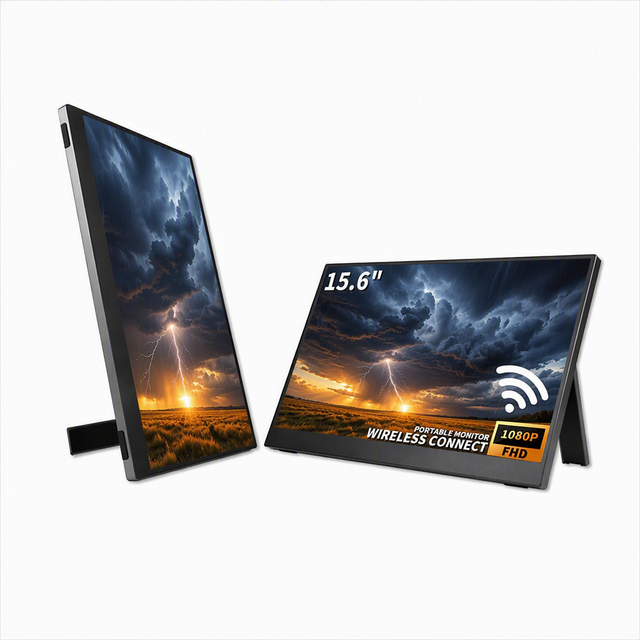 15.6 Inch 1080P Portable Monitor IPS HDR 60Hz Wireless Mirroring Dual Speakers Built-in Foldable Stand for Laptop PC Smartphone