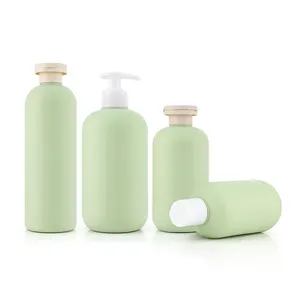 luxury green empty refillable botella de champu 250ml 300ml 500ml shampoo and conditioner packaging bottles