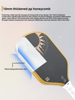 Raquette de pickleball professionnelle Influence VS-HELIOS pour adolescents, approuvée aux États-Unis, en fibre de carbone T700, noyau en nid d'abeille PP