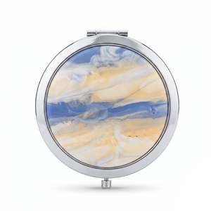 Round Silver Metal Compact <b>Mirror</b> Push Button Open Marble Tortoiseshell <b>Acrylic</b> Sheet Double-Sided HD Glass Mini Pocket <b>Mirror</b> - Product Image 1