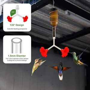 LM LM25520 Comedero Doble para Pájaros de Plástico Impermeable con Diseño Floral, Repuestos para Colibríes, Tapones para Puertos de Alimentación DIY - Product Image 3