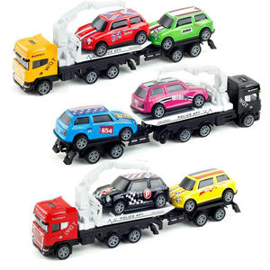 Camion con pianale in lega in scala 1:64 con mini auto, set di veicoli da trasporto in metallo pressofuso per bambini, regalo da collezione - Product Image 2