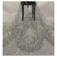 Tissu de broderie en dentelle de cristal avec perles blanches de luxe haut de gamme pour robe de mariée, robe de mariée, robe pour femme