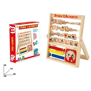 Studia L'Alfabeto - Tablero de Aprendizaje del Alfabeto de Madera de 24x20x12 cm con Ábaco y Reloj para Educación Temprana de 3 a 6 Años, Italia - Product Image 1