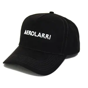 Personalità supporto di personalizzazione 5 pannelli cappelli da Baseball in pelle scamosciata 3D ricamo Logo nero/bianco elasticizzato a contrasto Cap