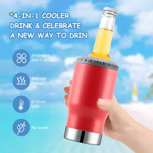 New Design 12oz Multi 4 In 1 Double Walled Stainless Steel Sublimation Vacuum Beer Can Cooler With Oem Logo