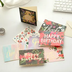 Cartes de vœux de luxe à motif de fleur de remerciement, cartes de vœux/fête des mères/joyeux anniversaire avec enveloppes