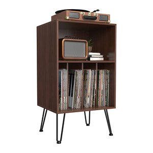 Record Player Stand Turntable Stand with Record Storage Vinyl Record Storage Cabinet with Metal Legs