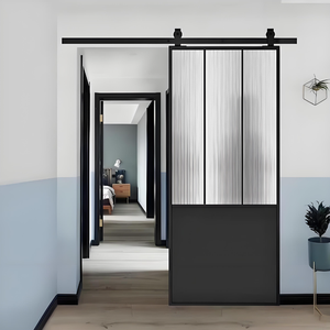 JYing Hochwertige Stahlrahmen-Doppelschicht-Scheunentor aus Glas für den Innenraum des Wohnzimmers - Product Image 3