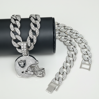 Collar para Hombre con Colgante de Casco de los Raiders, Serie Personalizada con Diamantes, Estilo Hip Hop Europeo Americano, Deportivo, PD3177