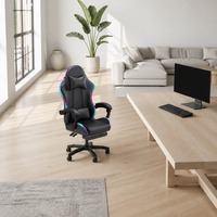 Chaise de jeu économique au design moderne pour salle de jeux, confortable, en cuir, pour jeux de course avec éclairage RGB