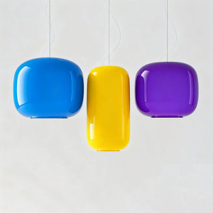 Hiện Đại Tùy Chỉnh Thiết Kế Handmade Màu Sắc Khác Nhau Thủy Tinh Vòng Xi Lanh Mặt Dây Chuyền Chụp Đèn Cho Nhà Ánh Sáng Trong Nhà Trang Trí - Product Image 1