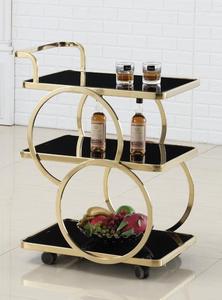 Carrito de Servicio Moderno con Marco de Acero Inoxidable y Tapa de Vidrio Templado, Carrito de Bar Rectangular con Ruedas para Bodas, Hoteles, Fiestas y Banquetes - Product Image 2