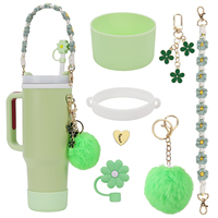 Ensemble de 7 Accessoires pour Gobelet Stanley 40oz, Comprenant un Cache-Paille en Silicone, un Bouchon, une Dragonne et un Charm pour Anse