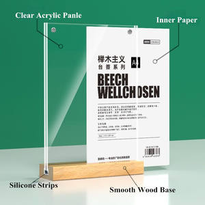 A4 210x297มม. t/l รูปร่างแม่เหล็กอะคริลิคป้ายยืนแสดงใบปลิวไม้กรอบโปสเตอร์เอกสารเมนูที่วางกระดาษ - Product Image 3