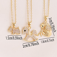 Colliers pendentifs personnalisés en forme d'animaux (chien, cheval de Troie) en cristal CZ plaqué or, vente en gros de l'usine de Yiwu, bijoux pour hommes et femmes