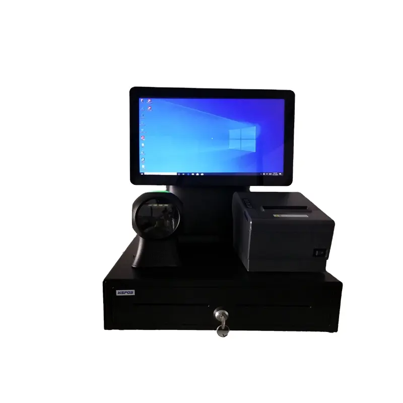 HSPOS 스캐너와 열 인쇄 기계 15.6 를 가진 HS-ST84 인치 전시 창 POS 기계