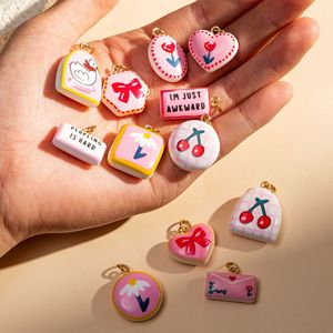 SongYi Trendy New Painted Pattern Series of Flower Heart Cherry Colorful Personalized DIY Accessories Charms Festival Gifts