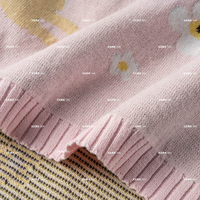 Couverture bébé en coton doux jacquard animalier OEM, 100% coton, double face, jacquard éléphant, tricotée, pour toutes les saisons