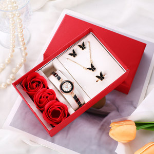 Ensemble de montres pour filles, ensemble de quatre pièces, papillon, fleur éternelle, cadeau d'anniversaire, en stock, à quartz, cadeau de la Saint-Valentin, 2024 - Product Image 6