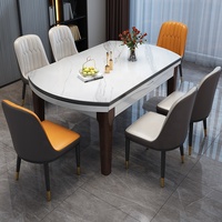 Table à manger moderne et simple en pierre frittée, convertible, extensible, rétractable, petite, pour maison, ferme, hôtel, atelier