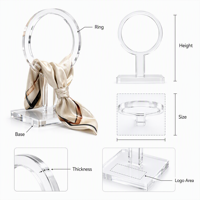 Support de présentation circulaire transparent en acrylique personnalisé pour écharpes, présentoir de comptoir pour accessoires de mode de boutique avec base à logo OEM