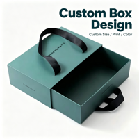 Boîtes cadeaux en carton rigide portable haut de gamme avec logo personnalisé, pour emballages de perruques, avec tiroir coulissant et poignée en ruban