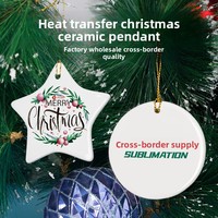 Offre Spéciale Noël – Pendentifs Ronds en Céramique Style Européen 3 Pouces, Personnalisables par Transfert Thermique (Logo/Photo), Modèle Vierge pour les Fêtes 001