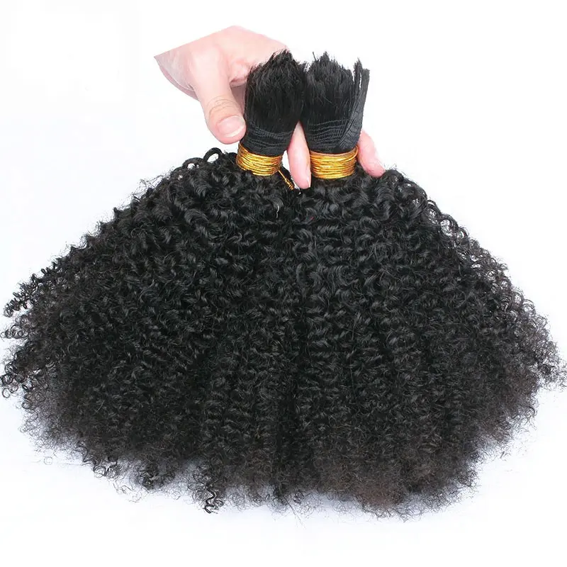 Mongolia Afro Kinky Curly Massal Rambut Mengepang Manusia Mengepang Rambut Massal Tidak Pakan Crochet Kepang 10-30 Inch