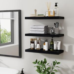 <span class=keywords><strong>Étagère</strong></span>s flottantes en bois noir personnalisées, type sol, simples, réglables, durables pour salle de bain, cuisine, salon, pot de fleurs, moins cher - Product Image 5