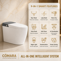 WC intelligent en céramique de haute qualité avec chasse d'eau automatique par capteur, télécommande, chauffage et siphon en S, à poser au sol