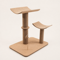 Árbol para Gatos Pequeño de Corcho, Diseño de Doble Poste en Forma de Media Luna con Postes Rascadores Corrugados, 405 x 610 x 690 mm, para Gatos de Interior