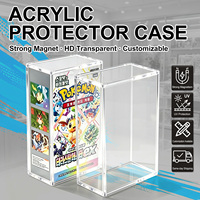 Caja acrílica para booster box de TCG coreano, caja de exhibición magnética transparente de 5 mm, bloqueo UV del 100%, imán N52, personalizable, fácil montaje para tarjetas