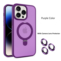 Coque de téléphone magnétique mate en gros, antichoc en acrylique + TPU avec support anneau invisible pour iPhone 16 15 14 13 12 11 OEM