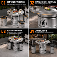 Ensemble Table Ronde Commerciale Moderne et Tabourets Barils Robustes Personnalisables avec Logo pour Projet Café-Bar