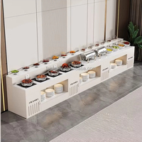 Kommerzieller doppelseitiger isolierter Metall buffet tisch Industrie design für Fast Food Serving Display Dining Malls Restaurants