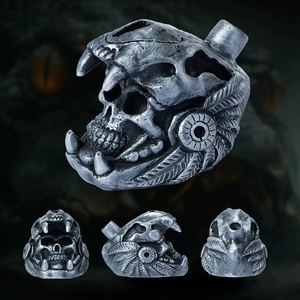 Handicraft Aztec Death <b>Whistle</b> Ceramic Screaming Sound <b>Whistle</b> Antique Silver Matte Black Ornament For Halloween Gift - Product Image 6