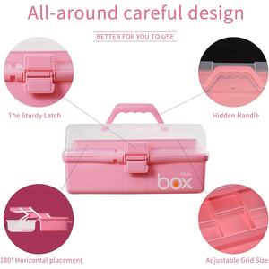 Scatola portaoggetti multiuso in plastica a tre strati da 12 pollici (30 cm) con 2 vassoi per attrezzi, forniture per cucito e medicinali. - Product Image 3