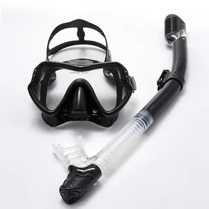 Occhiali da immersione in vetro temperato HD Full Dry Snorkel Gear Set da Snorkeling antiappannamento