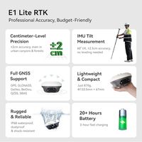 Équipement d'arpentage GPS E1 Lite GNSS RTK RTK Rover 1408 canaux de haute précision pour la cartographie topographique des levés terrestres FCC