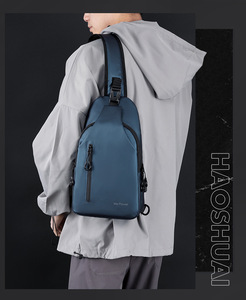 Sac messager coréen décontracté grande capacité pour homme, sac de poitrine et d'épaule pour moto avec port de charge USB - Product Image 6