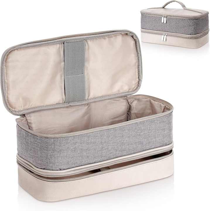 pink-fabric-hair-dryer-storage-double-portable-curling-iron-accessories