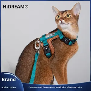 Conjunto de correa de arnés de gato <span class=keywords><strong>Bobo</strong></span>, suministros para mascotas Estilo Chaleco de moda, botón de nailon acolchado con patrón sólido, cómodo para tu gato - Product Image 3