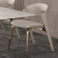 Chaise de salle à manger moderne italienne de luxe léger, imperméable - Pieds en acier inoxydable, revêtement en cuir microfibre, mobilier de maison