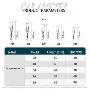 210 pièces d'accessoires de pêche : Émerillons roulants avec agrafes de sécurité, Émerillons à <span class=keywords><strong>barillet</strong></span> à changement rapide et à verrouillage, Connecteurs à roulement à billes - Product Image 6