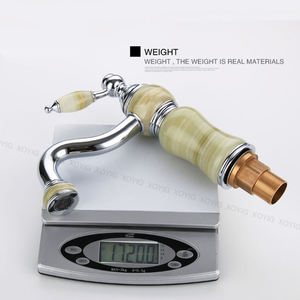 Grifo de Lavabo de Latón de Grado A con Acabado en Oro Titanio y Jade, Mezclador Giratorio para Hotel, Grifo de Agua Moderno de un Solo Orificio - Product Image 5
