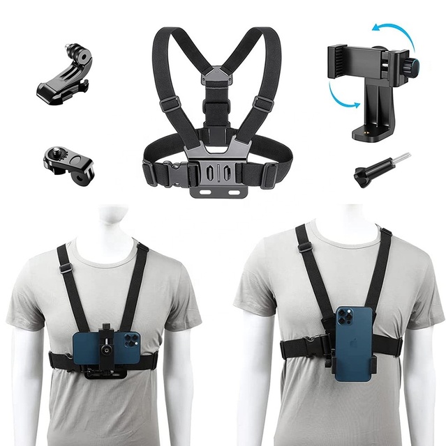 2024 Hot Motorcycle Riding Camera Phone Chest Mounting Strap Install Headband Fixing Kit