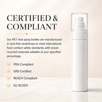 Flacon pulvérisateur brillant en PET de 100 ml, 80 ml, 60 ml, vide, grande capacité, brume fine, logo personnalisé, OEM, vente en gros