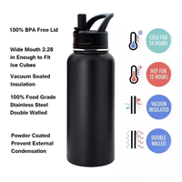 Gourde isotherme en métal à double paroi avec logo personnalisé, large ouverture, pour la salle de sport et les sports